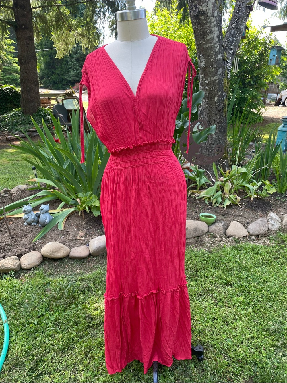 Max Studio Red V-Neck Maxi Dress - Picture 1 of 7